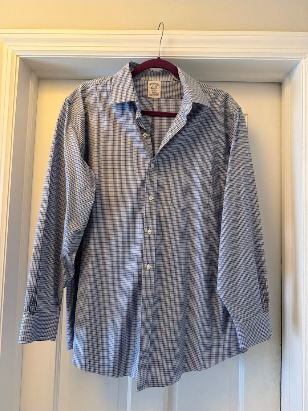 Brooks Brothers Regent Blue Micro-Check Dress Shirt 16.5/33